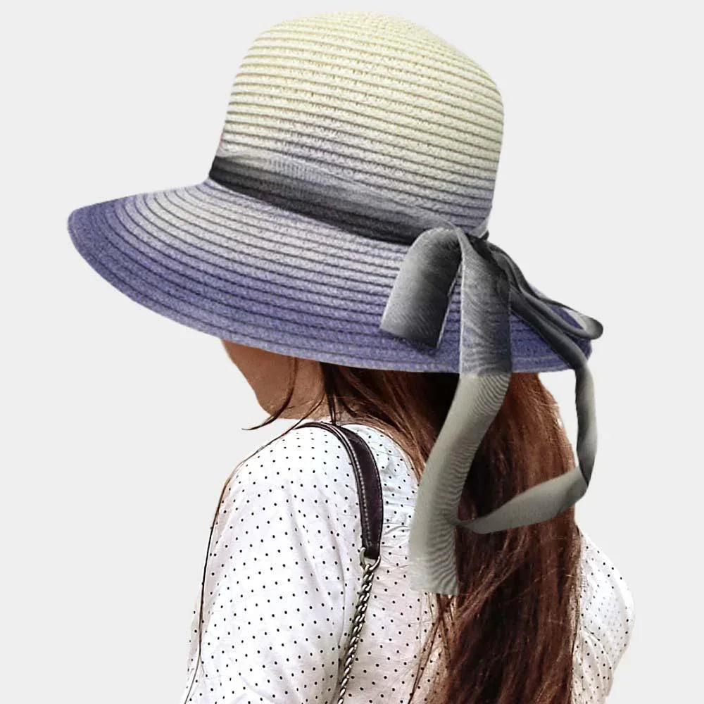 Ombre Bow Band Straw Sun Hat - Jewelry Store by Erik Rayo
