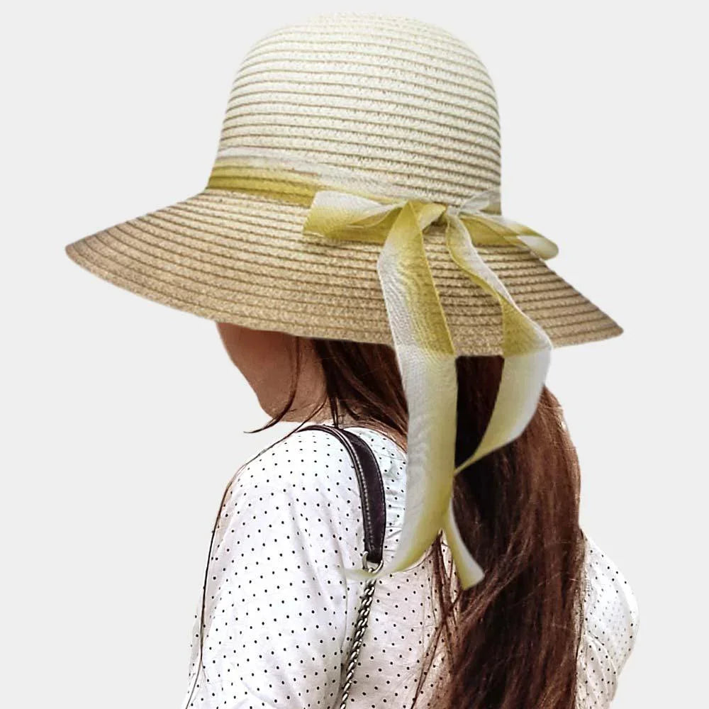 Ombre Bow Band Straw Sun Hat - Jewelry Store by Erik Rayo