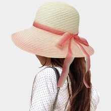 Load image into Gallery viewer, Ombre Bow Band Straw Sun Hat
