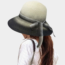 Load image into Gallery viewer, Ombre Bow Band Straw Sun Hat
