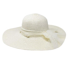 Load image into Gallery viewer, Pearl Embellished Ribbon Band Straw Sun Hat
