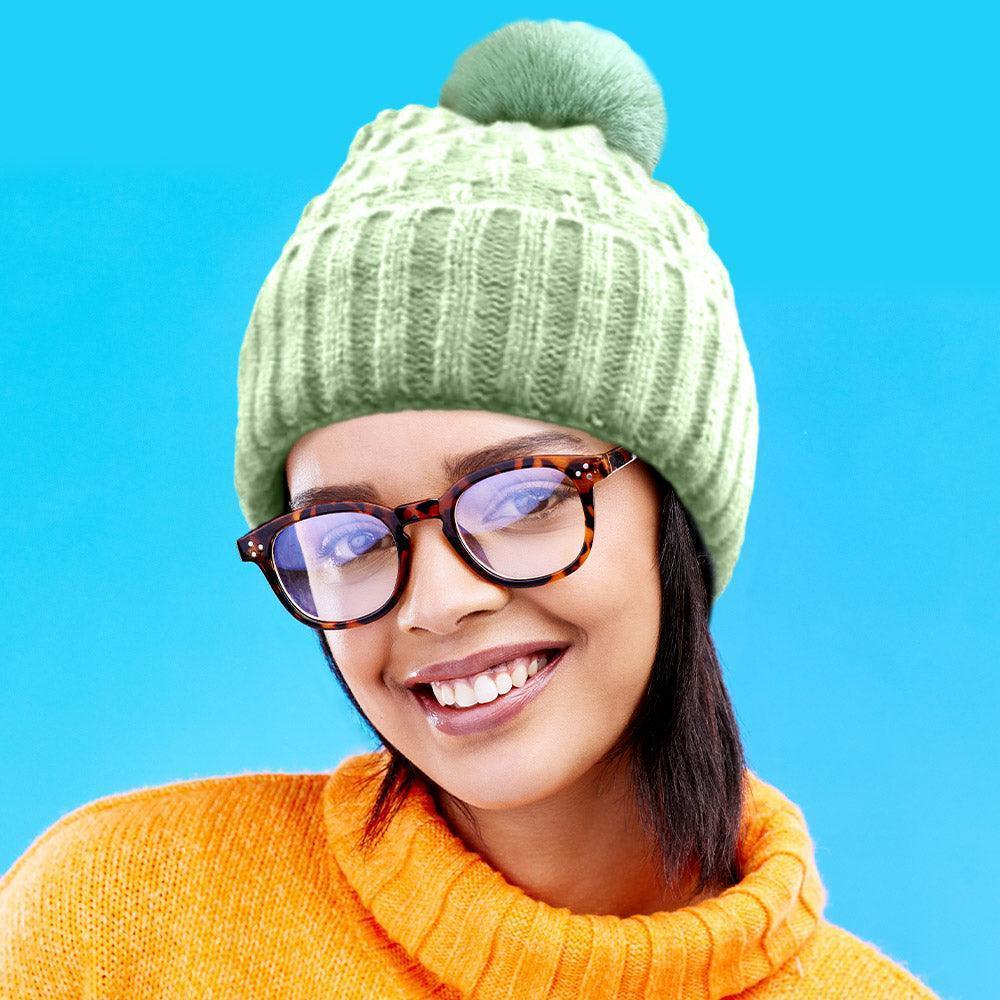 Fleece Lining Solid Knit Faux Fur Pom Pom Beanie Hat - Jewelry Store by Erik Rayo