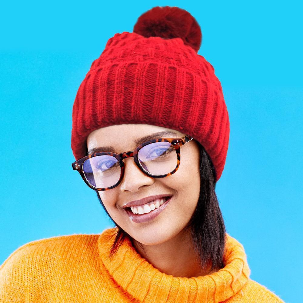 Fleece Lining Solid Knit Faux Fur Pom Pom Beanie Hat - Jewelry Store by Erik Rayo