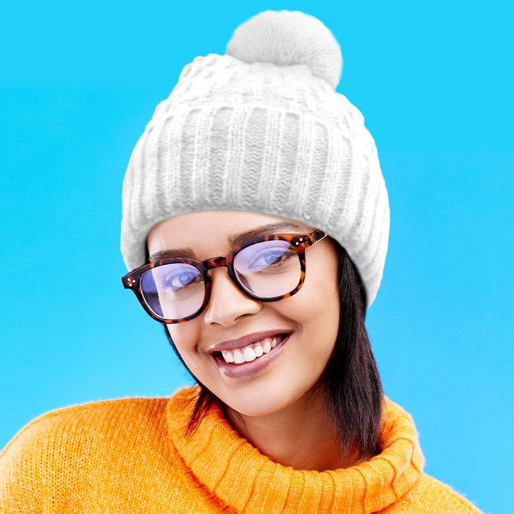 Fleece Lining Solid Knit Faux Fur Pom Pom Beanie Hat - Jewelry Store by Erik Rayo