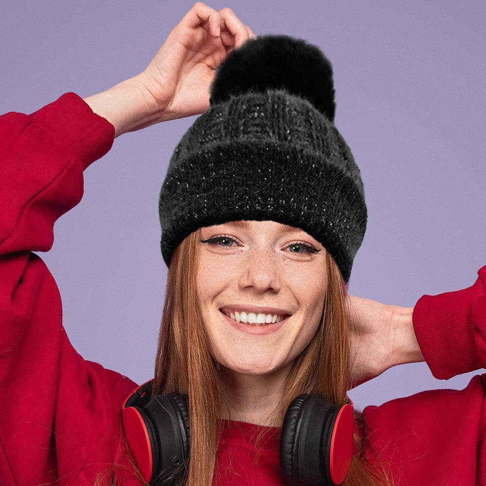Fleece Lining Pom Pom Beanie Hat - Jewelry Store by Erik Rayo