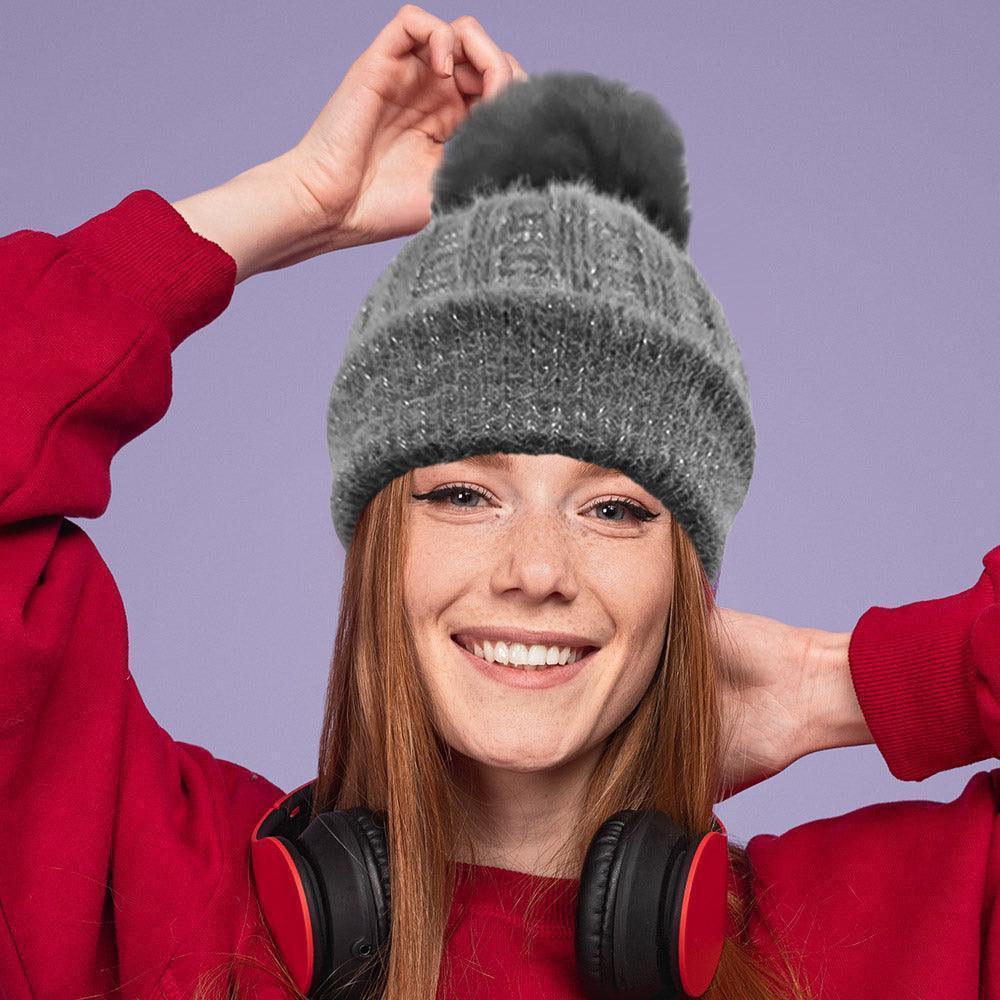 Fleece Lining Pom Pom Beanie Hat - Jewelry Store by Erik Rayo