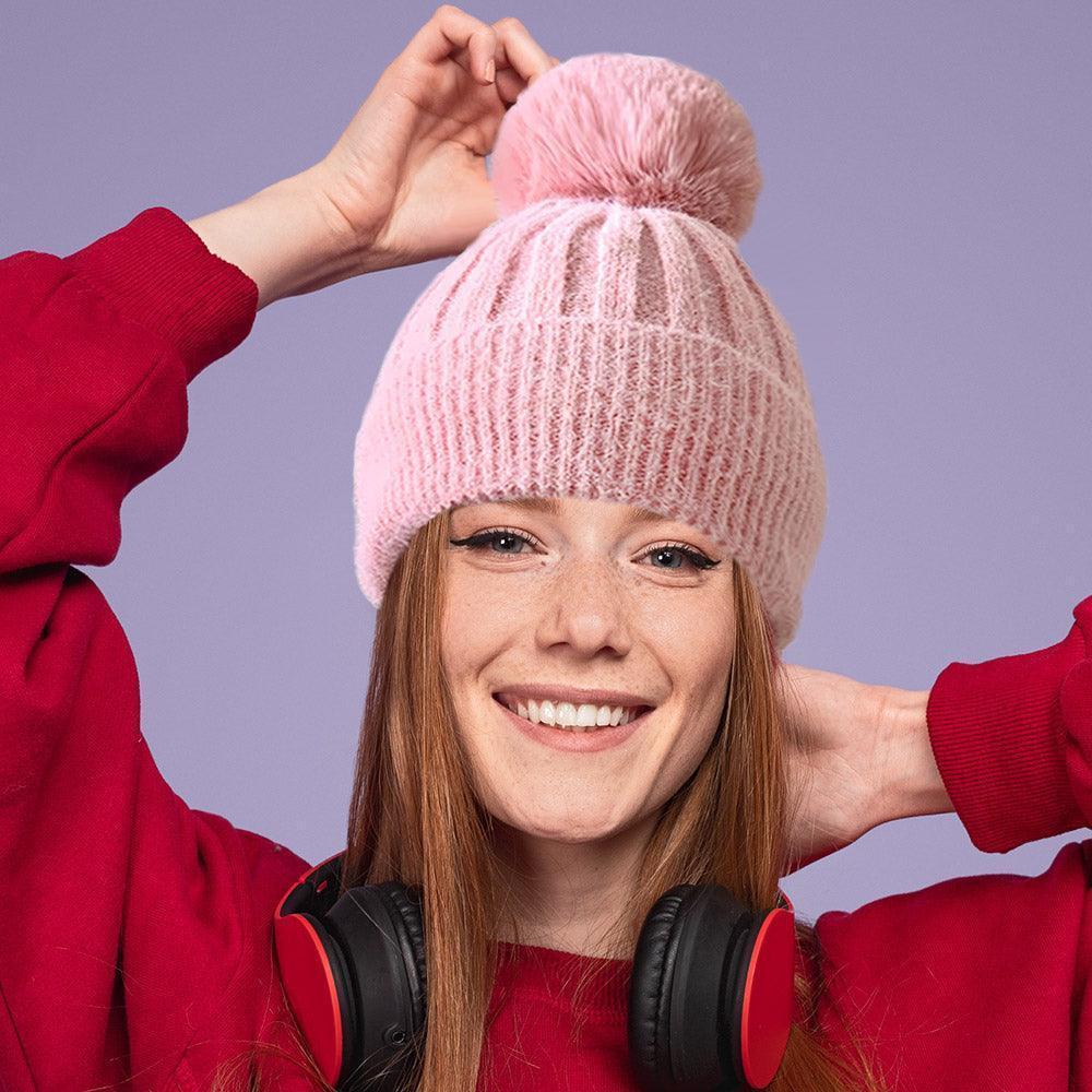 Fleece Lining Pom Pom Beanie Hat - Jewelry Store by Erik Rayo