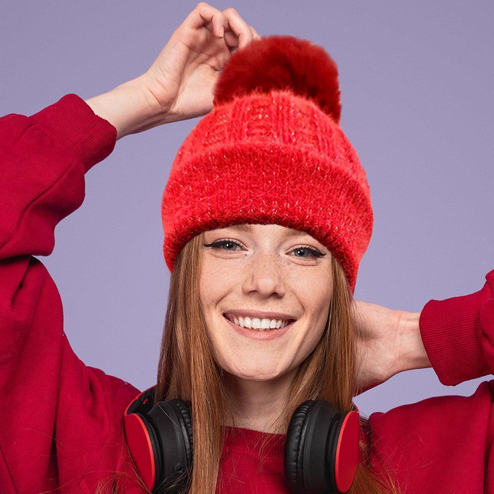 Fleece Lining Pom Pom Beanie Hat - Jewelry Store by Erik Rayo