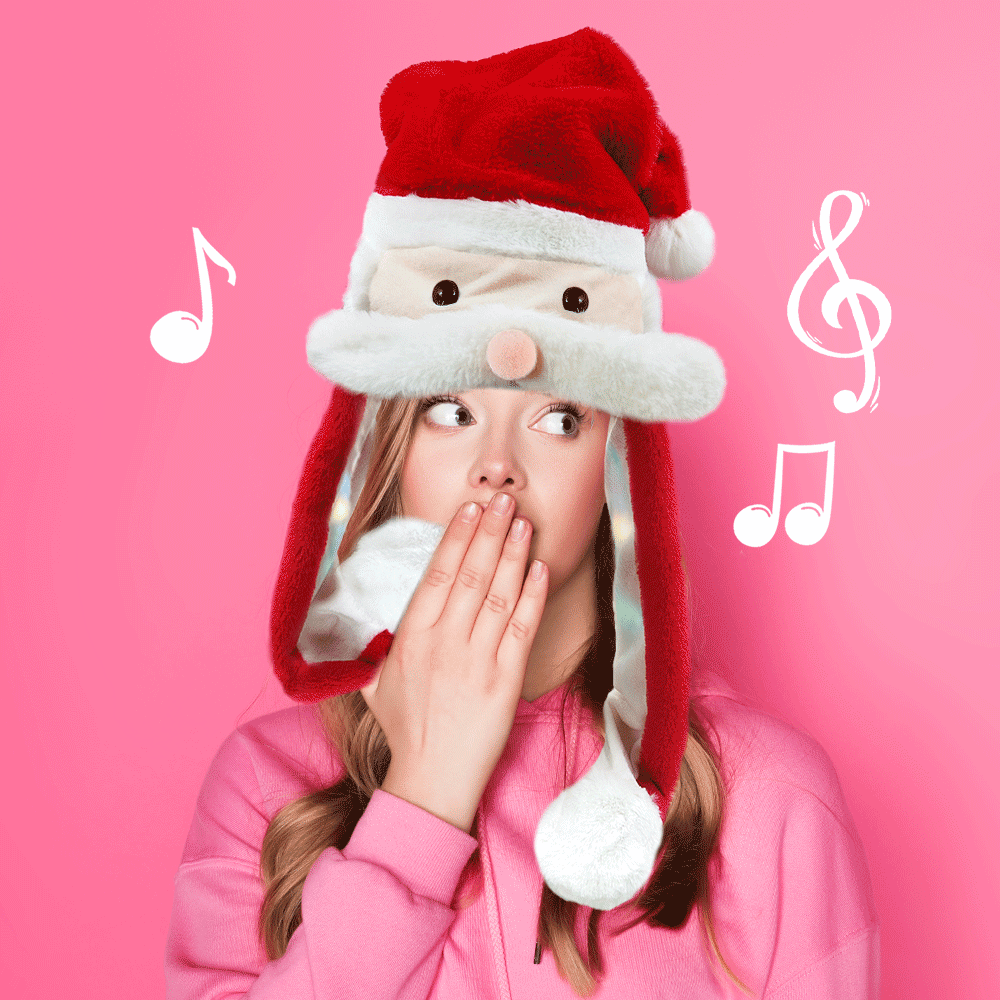 Light Up Singing Santa Claus Moving Mustache Hat - Jewelry Store by Erik Rayo