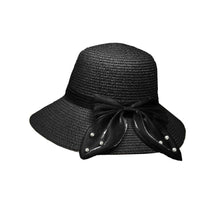 Load image into Gallery viewer, Pearl Pointed Bow Band Straw Sun Hat
