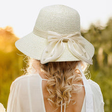 Load image into Gallery viewer, Pearl Pointed Bow Band Straw Sun Hat
