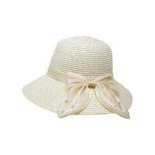 Load image into Gallery viewer, Pearl Pointed Bow Band Straw Sun Hat
