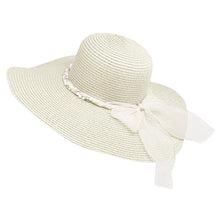 Load image into Gallery viewer, Rhinestone Pearl Twisted Bow Band Pointed Straw Sun Hat
