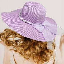 Load image into Gallery viewer, Rhinestone Pearl Twisted Bow Band Pointed Straw Sun Hat
