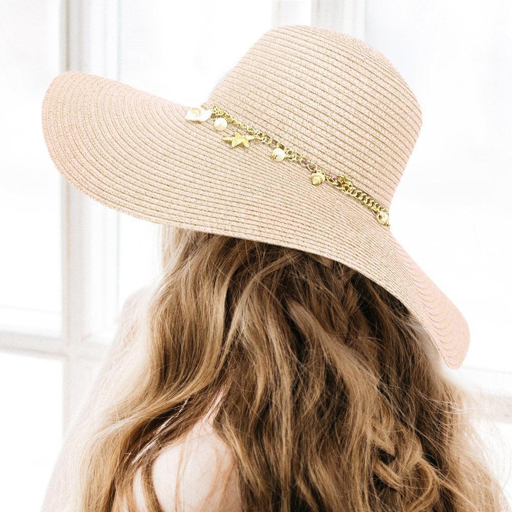 Pearl Starfish Shell Charm Band Pointed Straw Sun Hat - Jewelry Store by Erik Rayo