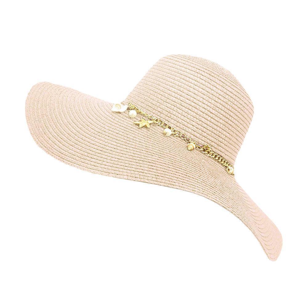 Pearl Starfish Shell Charm Band Pointed Straw Sun Hat - Jewelry Store by Erik Rayo