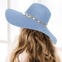 Load image into Gallery viewer, Pearl Starfish Shell Charm Band Pointed Straw Sun Hat
