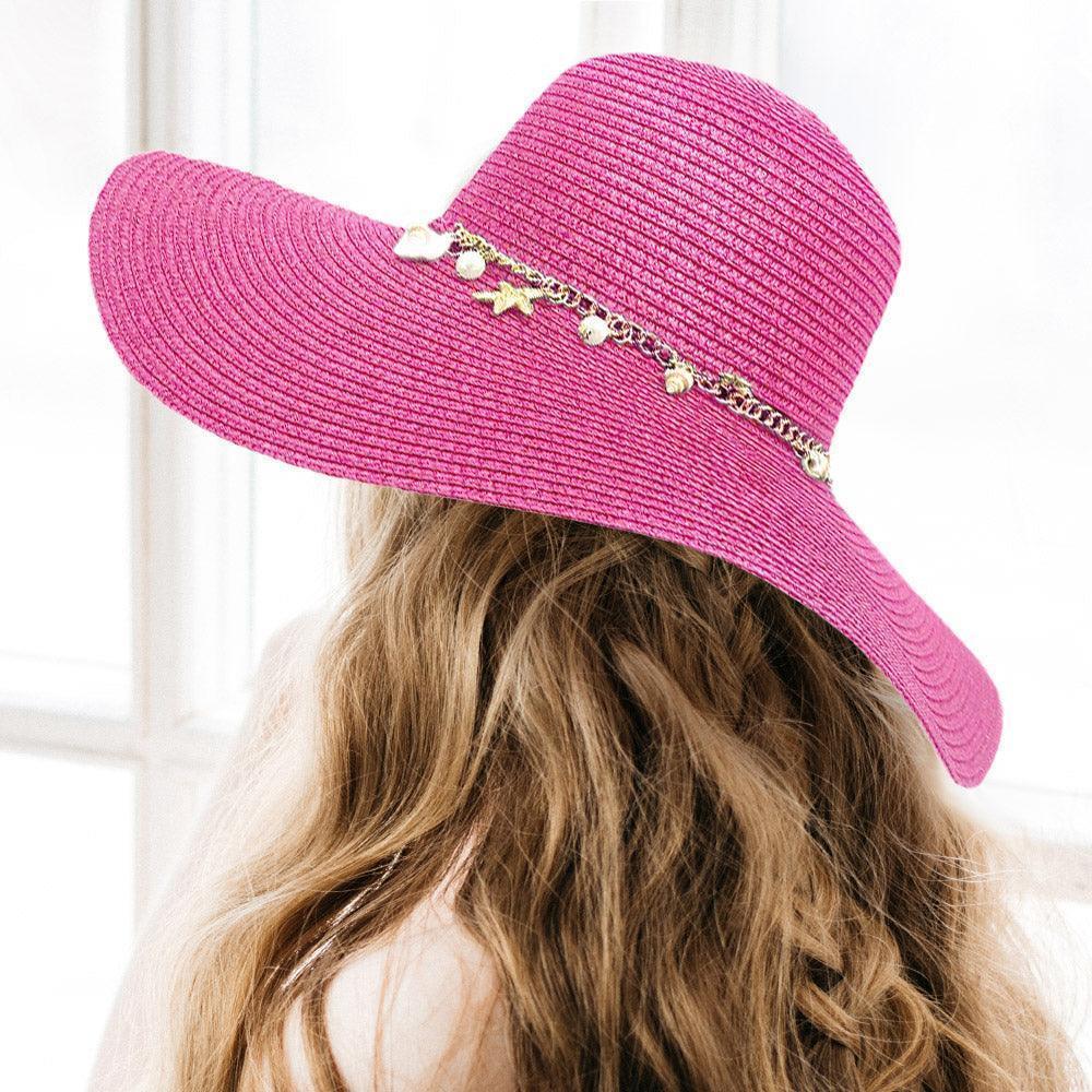Pearl Starfish Shell Charm Band Pointed Straw Sun Hat - Jewelry Store by Erik Rayo
