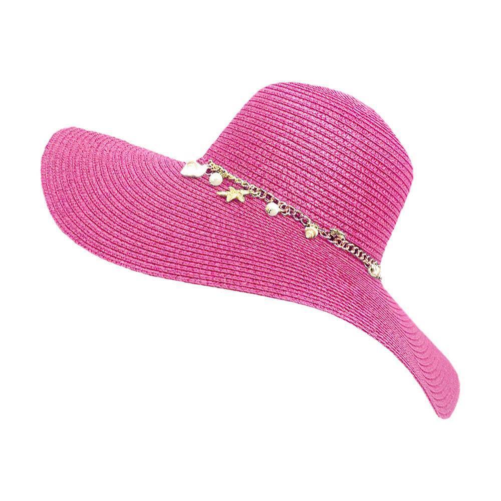 Pearl Starfish Shell Charm Band Pointed Straw Sun Hat - Jewelry Store by Erik Rayo