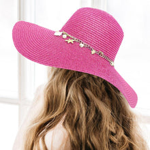 Load image into Gallery viewer, Pearl Starfish Shell Charm Band Pointed Straw Sun Hat
