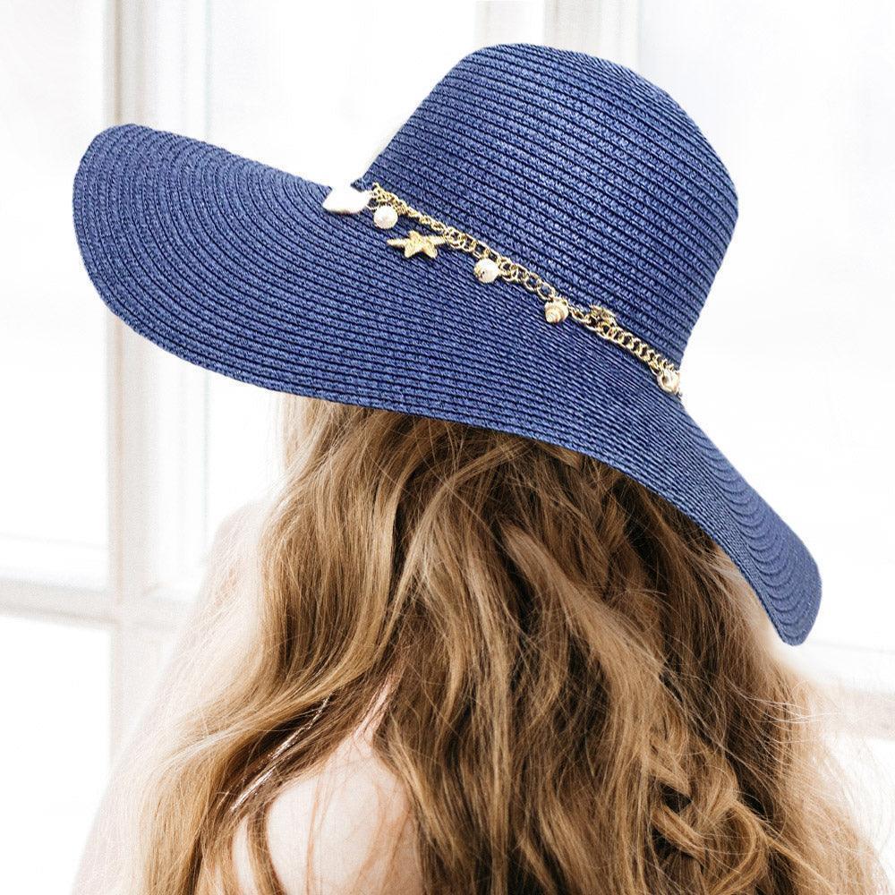 Pearl Starfish Shell Charm Band Pointed Straw Sun Hat - Jewelry Store by Erik Rayo