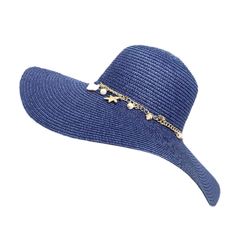 Pearl Starfish Shell Charm Band Pointed Straw Sun Hat - Jewelry Store by Erik Rayo