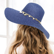 Load image into Gallery viewer, Pearl Starfish Shell Charm Band Pointed Straw Sun Hat
