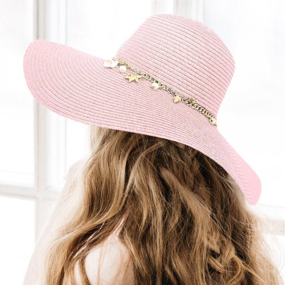 Pearl Starfish Shell Charm Band Pointed Straw Sun Hat - Jewelry Store by Erik Rayo