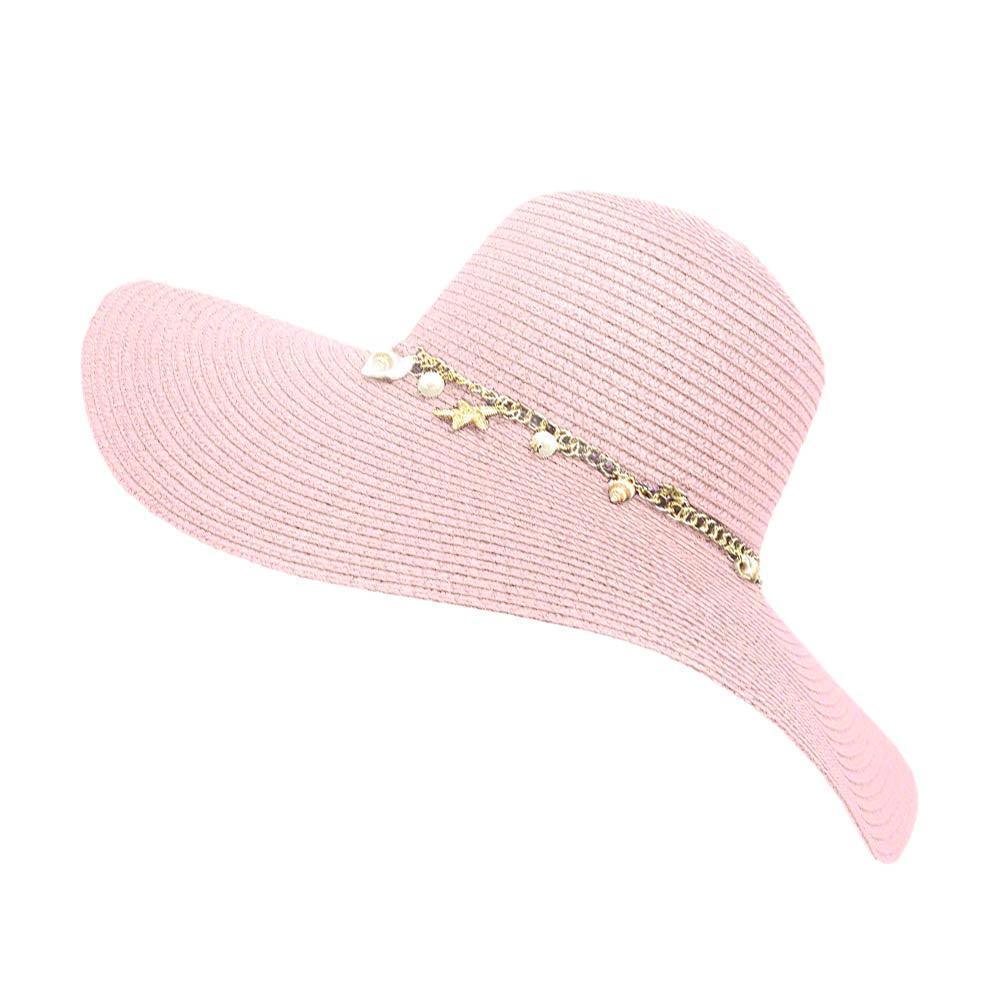 Pearl Starfish Shell Charm Band Pointed Straw Sun Hat - Jewelry Store by Erik Rayo
