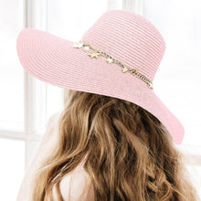 Load image into Gallery viewer, Pearl Starfish Shell Charm Band Pointed Straw Sun Hat
