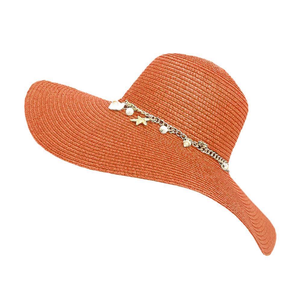 Pearl Starfish Shell Charm Band Pointed Straw Sun Hat - Jewelry Store by Erik Rayo
