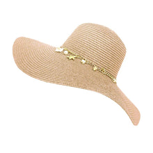 Load image into Gallery viewer, Pearl Starfish Shell Charm Band Pointed Straw Sun Hat
