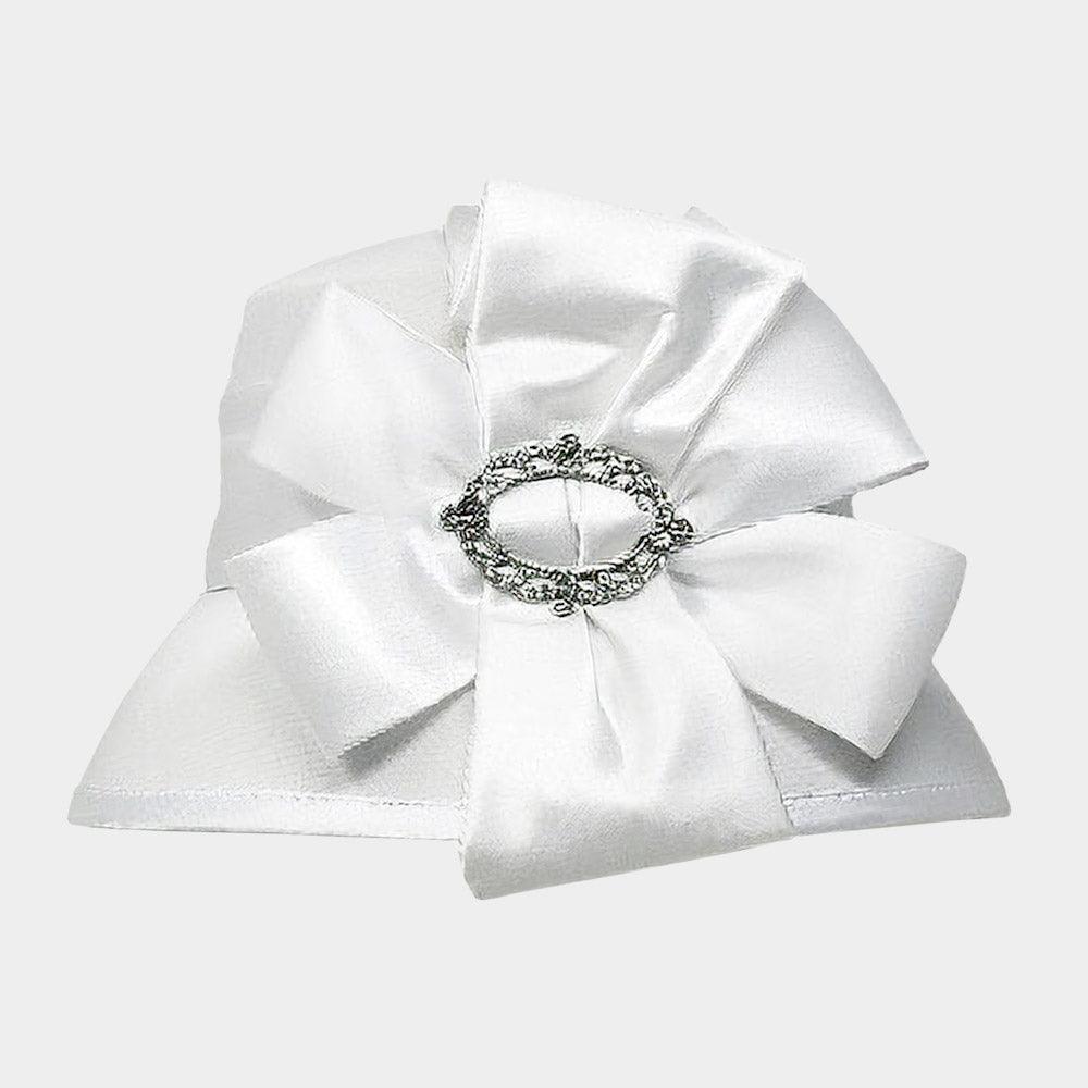 Stone Pointed Flower Ribbon Accented Dressy Hat - Jewelry Store by Erik Rayo