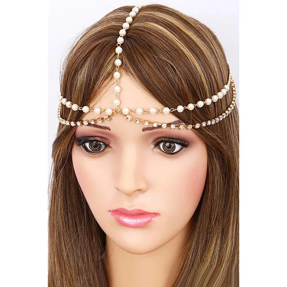 Cream Crystal Pearl Head Chain - Jewelry Store by Erik Rayo