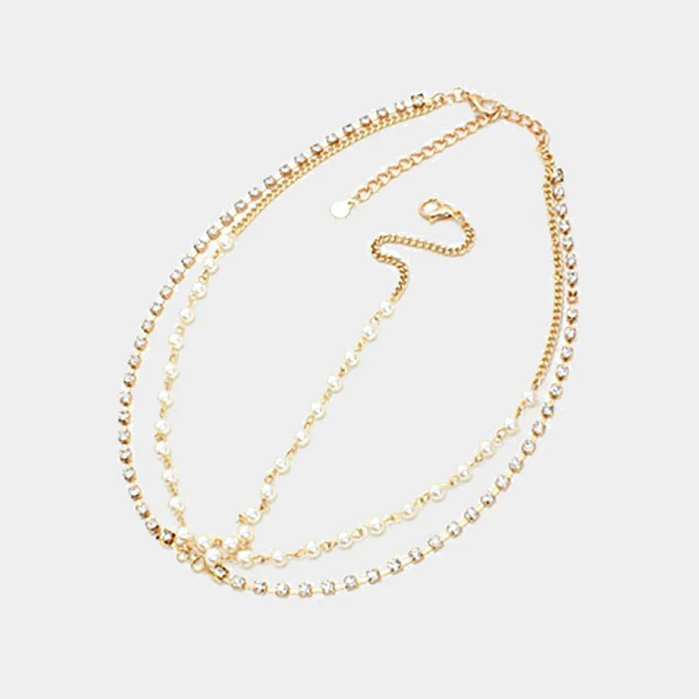 Cream Crystal Pearl Head Chain - Jewelry Store by Erik Rayo