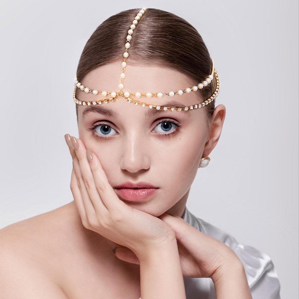 Cream Crystal Pearl Head Chain - Jewelry Store by Erik Rayo