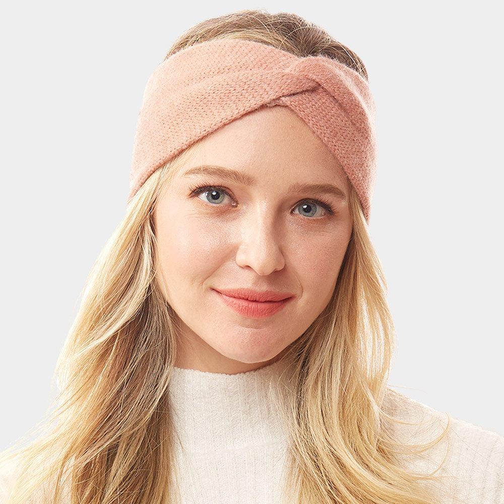 Pink Twisted Knot Solid Earmuff Headband