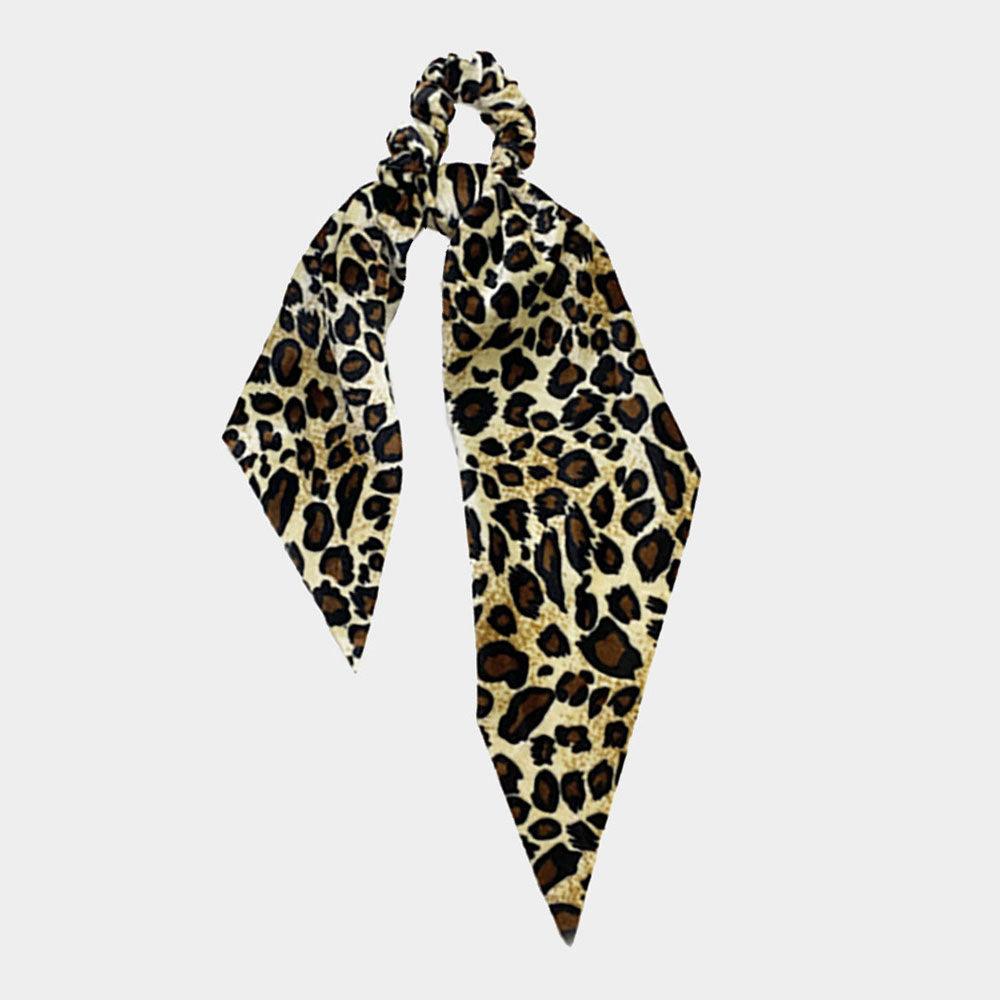 Leopard Pattern Velvet Pony Hair Band / Scarf 2 PCS