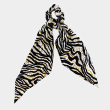 Load image into Gallery viewer, Zebra Pattern Velvet Pony Hair Band / Scarf 2 PCS
