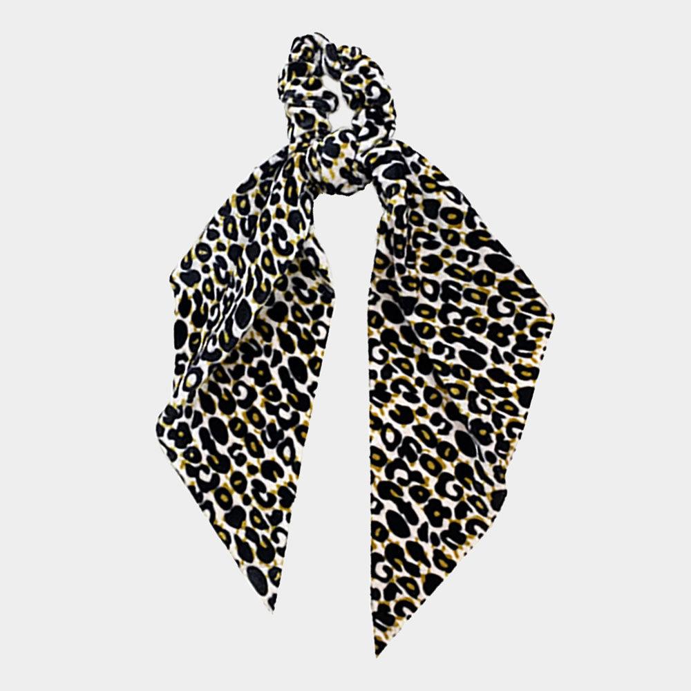 Leopard Pattern Velvet Pony Hair Band / Scarf 2 PCS