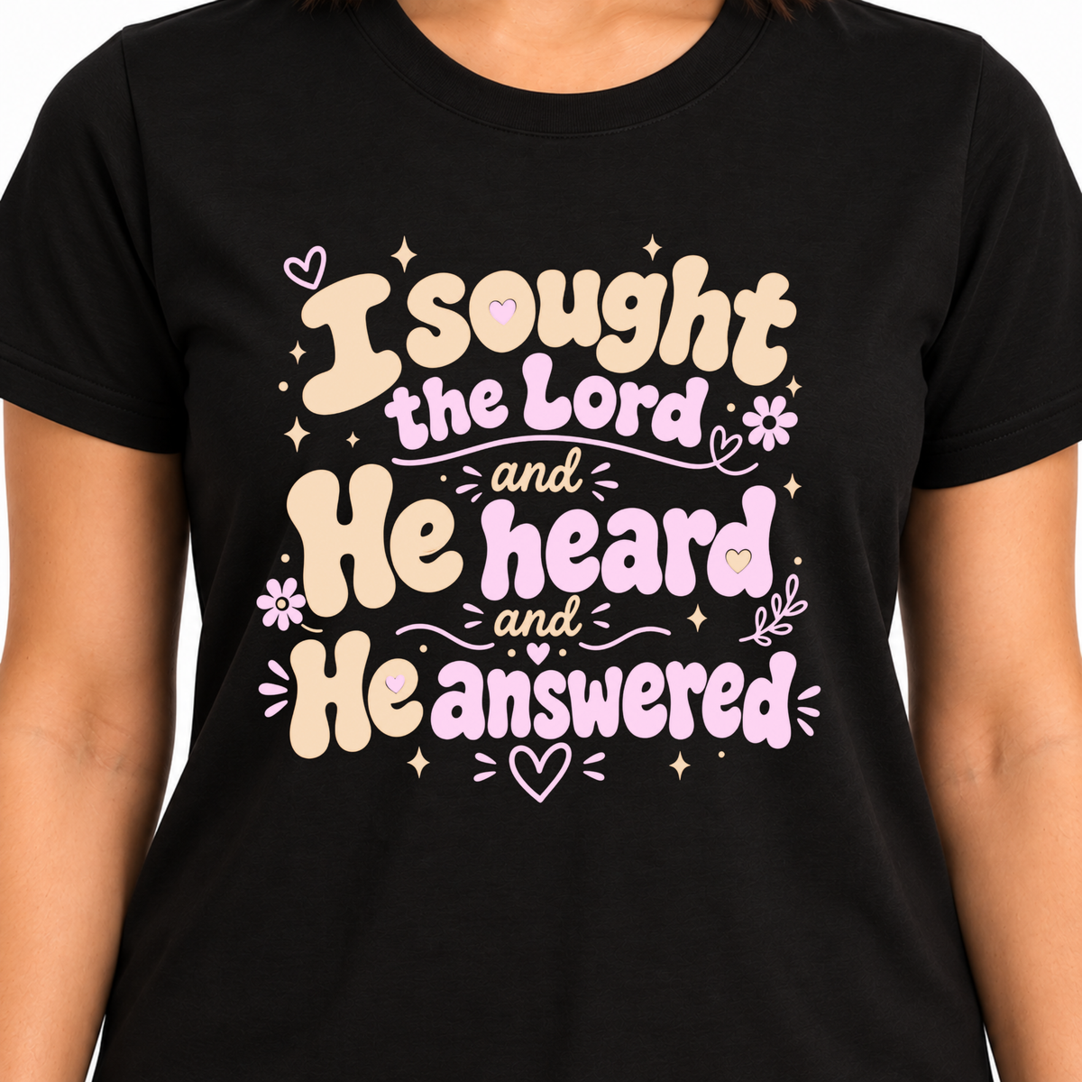 He Answered Womens Christian Shirt in Black Sizes S-3XL