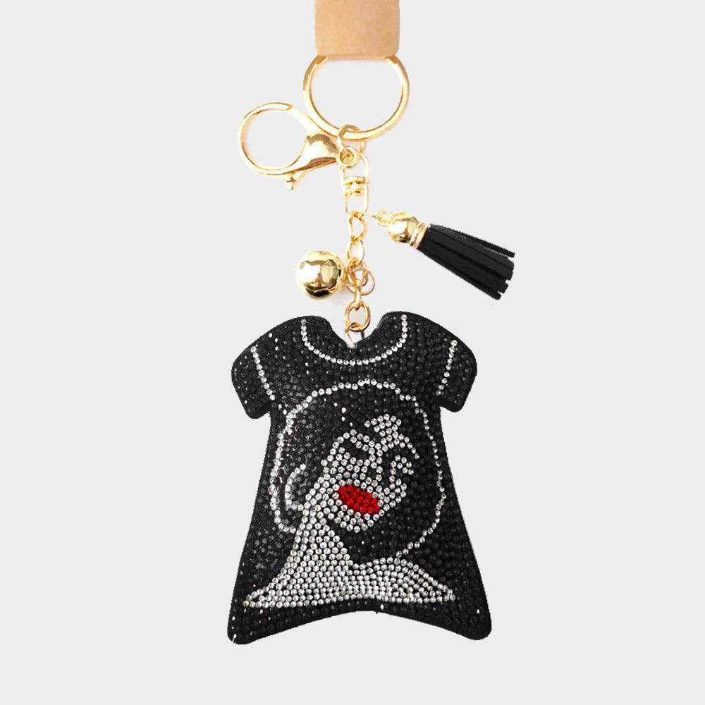 Bling Girl Accented TShirts Tassel Keychain - Jewelry Store by Erik Rayo