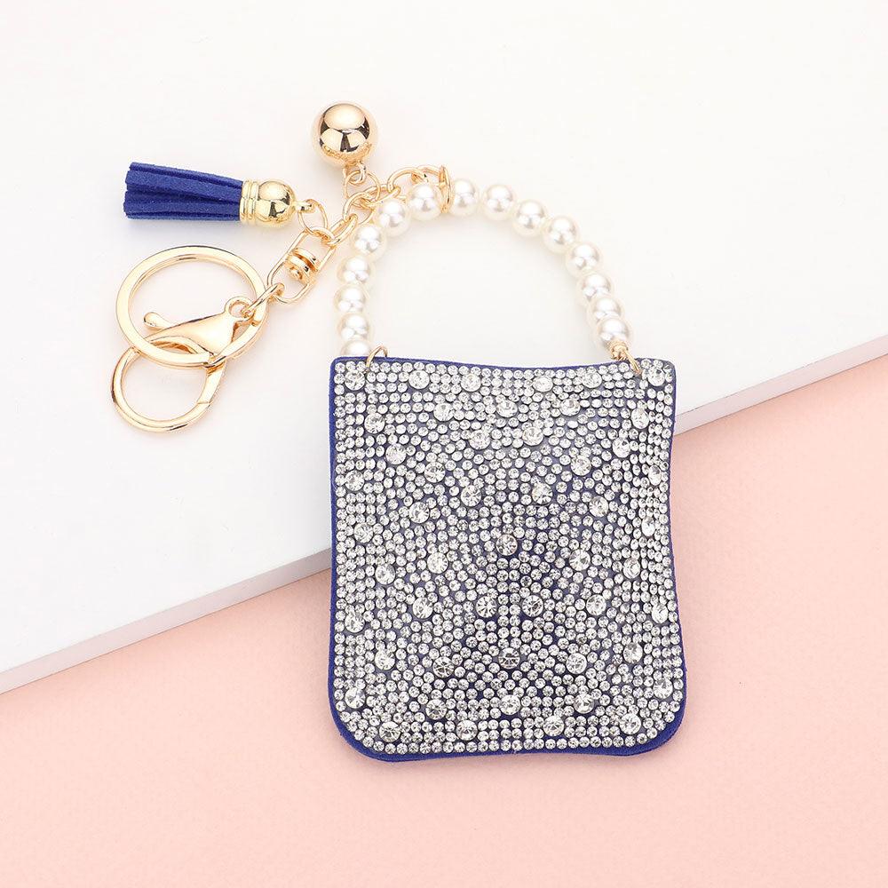 Bling Pearl Handle Bag Tassel Keychain