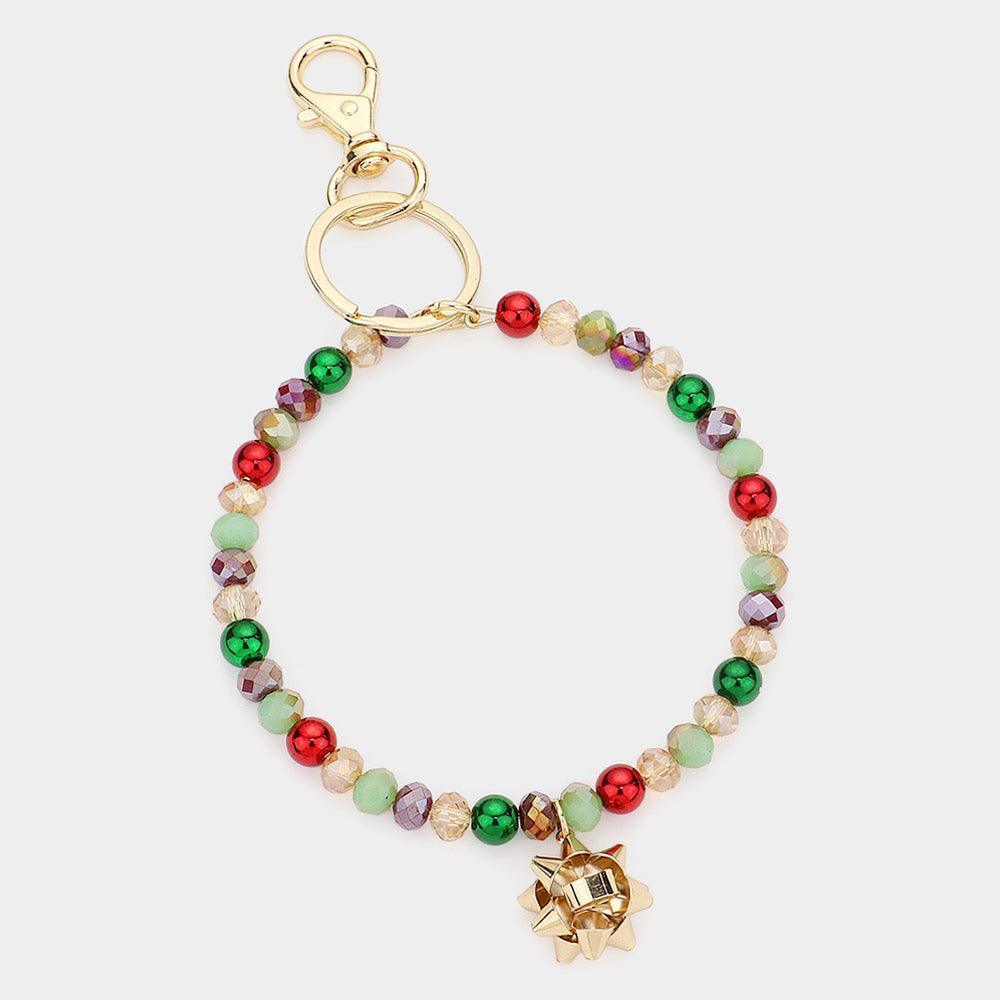 Faceted Beaded Christmas Gift Bow Keychain / Bracelet - Jewelry Store by Erik Rayo