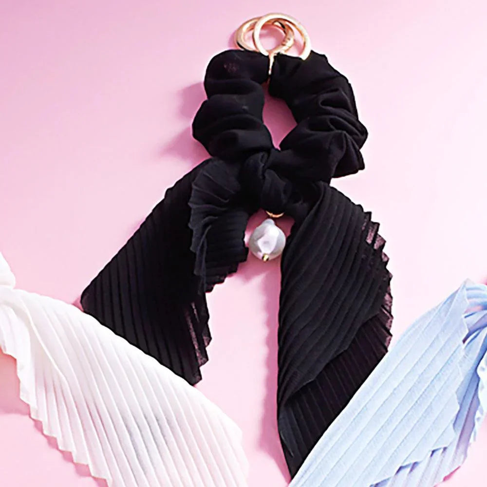 Black Pearl Pointed Stretch Ribbon Keychain / Bracelet / Scrunchie - Jewelry Store by Erik Rayo