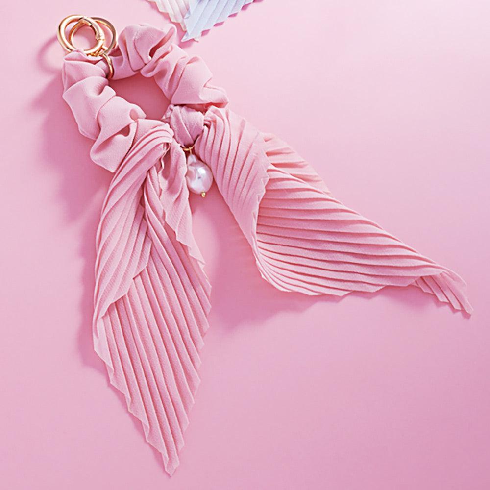 Pink Pearl Pointed Stretch Ribbon Keychain / Bracelet