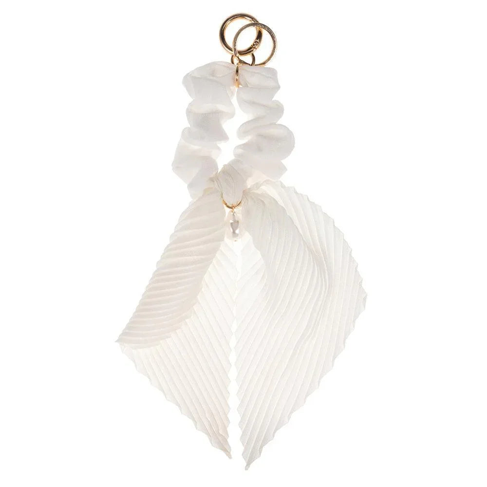 White Pearl Pointed Stretch Ribbon Keychain / Bracelet / Scrunchie - Jewelry Store by Erik Rayo