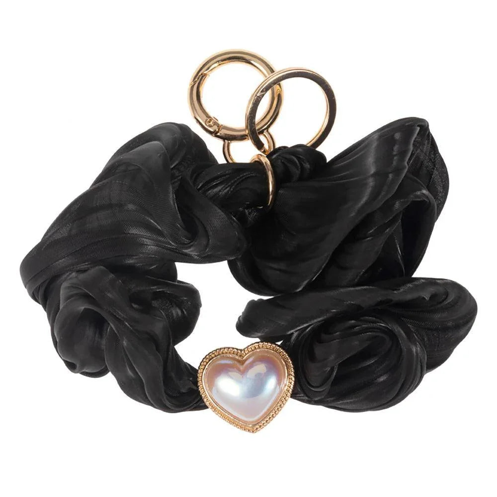 Black Heart Pearl Pointed Stretch Keychain / Bracelet / Scrunchie - Jewelry Store by Erik Rayo