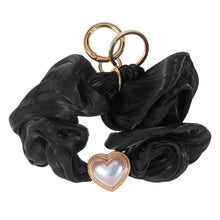 Load image into Gallery viewer, Black Heart Pearl Pointed Stretch Keychain / Bracelet / Scrunchie
