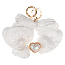 Load image into Gallery viewer, White Heart Pearl Pointed Stretch Keychain / Bracelet / Scrunchie
